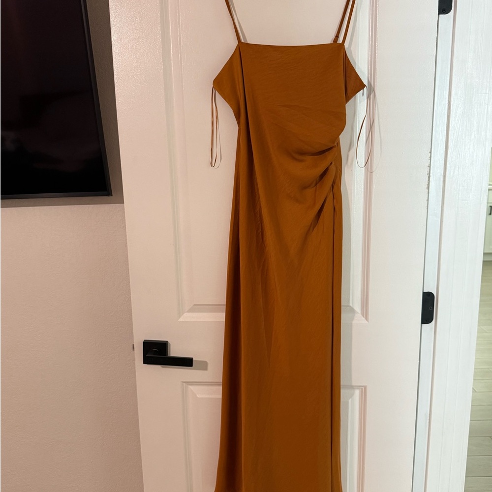 Elegant burnt orange Spaghetti Strap Dress